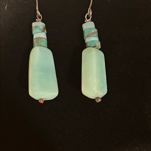 Vintage Mexico Silver & Turquoise Dangle Earrings - Picture 5 of 7